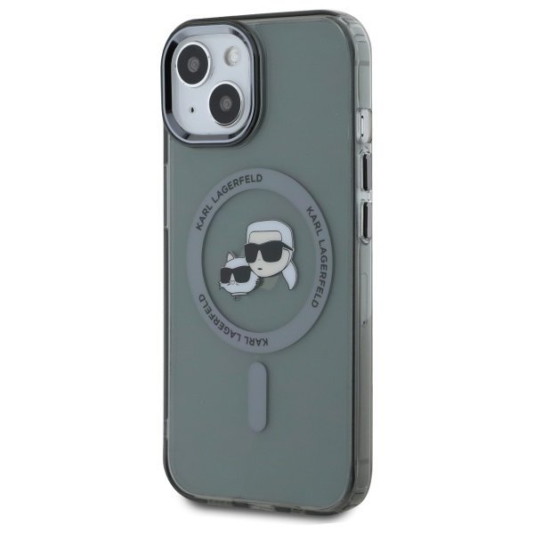 Karl Lagerfeld KLHMP15SHLSKCK iPhone 15  6.1&quot; czarny/black hardcase IML Metal Karl&Choupette Head MagSafe