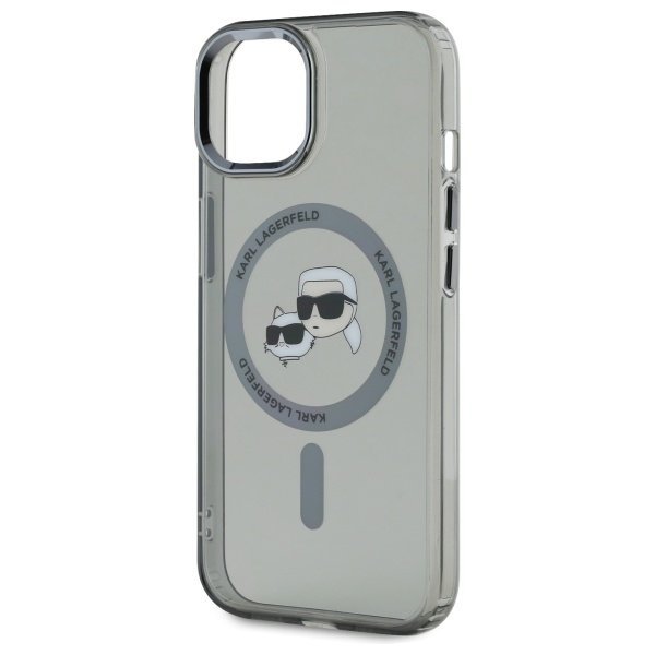 Karl Lagerfeld KLHMP15SHLSKCK iPhone 15  6.1&quot; czarny/black hardcase IML Metal Karl&Choupette Head MagSafe