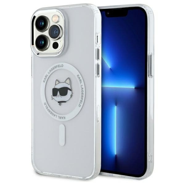 Karl Lagerfeld KLHMP13XHLSCHH iPhone 13  Pro Max 6.7&quot; biały/white hardcase IML Metal Choupette Head MagSafe