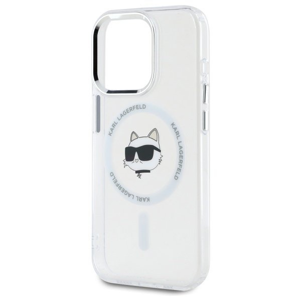 Karl Lagerfeld KLHMP15LHLSCHH iPhone 15  Pro 6.1&quot; biały/white hardcase IML Metal Choupette Head MagSafe