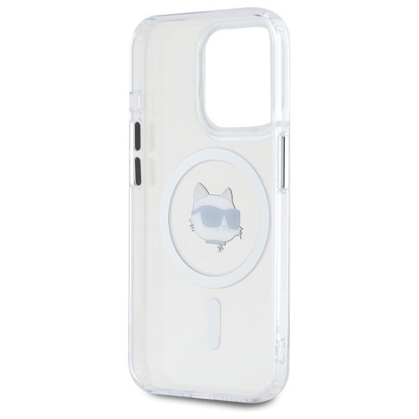 Karl Lagerfeld KLHMP15LHLSCHH iPhone 15  Pro 6.1&quot; biały/white hardcase IML Metal Choupette Head MagSafe