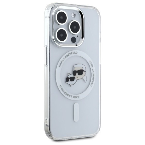 Karl Lagerfeld KLHMP15LHLSKCH iPhone 15  Pro 6.1&quot; biały/white hardcase IML Metal Karl&Choupette Head MagSafe