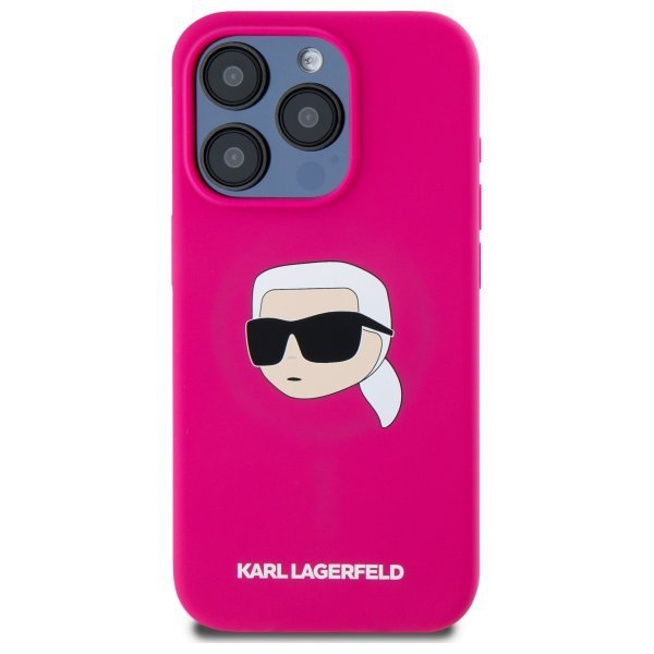Karl Lagerfeld KLHMP15XSKHPPLF iPhone 15 Pro Max 6.7&quot;fuksja/ fuschia hardcase Silicone Karl Head Print MagSafe