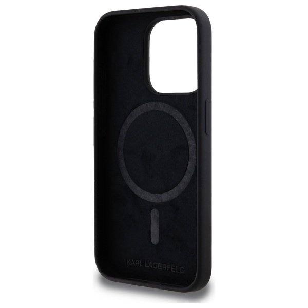 Karl Lagerfeld KLHMP15LSKHPPLK iPhone 15 Pro 6.1&quot; czarny/black hardcase Silicone Karl Head Print MagSafe