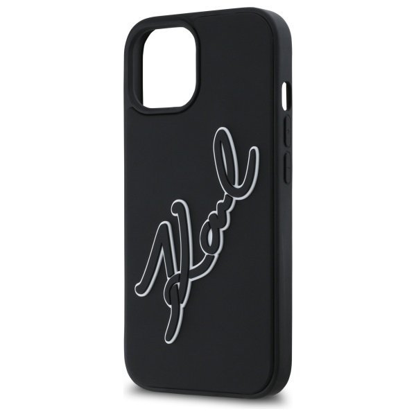 Karl Lagerfeld KLHCP15S3DRKSDLK iPhone   15 6.1&quot; czarny/black hardcase 3D Rubber Signature