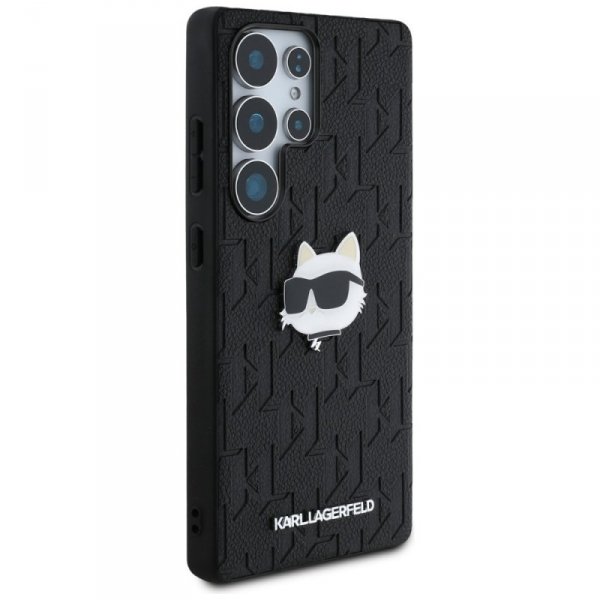Etui Karl Lagerfeld Leather Monogram Pin Logo Choupette Head do Samsung Galaxy S25 Ultra czarny