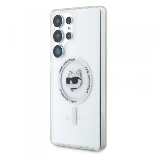 Etui Karl Lagerfeld Button Choupette     Head Printed Logo MagSafe do Samsung Galaxy S25 Ultra biały