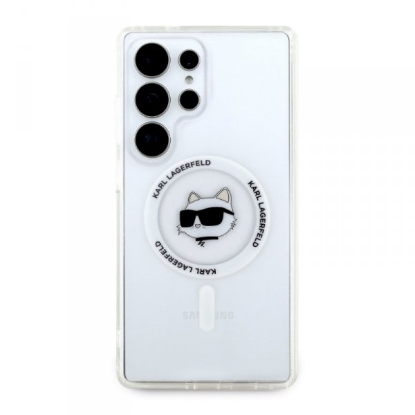 Etui Karl Lagerfeld Button Choupette     Head Printed Logo MagSafe do Samsung Galaxy S25 Ultra biały