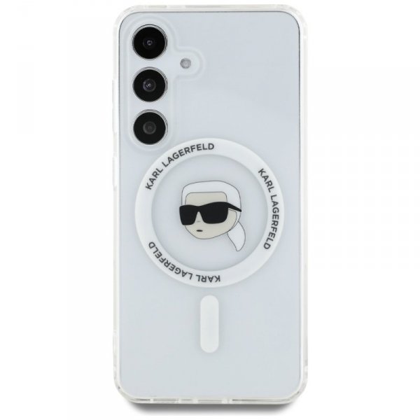 Etui Karl Lagerfeld Button Karl Head     Printed Logo MagSafe do Samsung Galaxy S25 biały