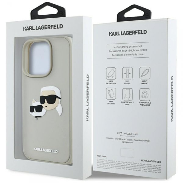 Etui Karl Lagerfeld HC 3D Rubber Double  Heads do iPhone 16 Pro Max beżowy