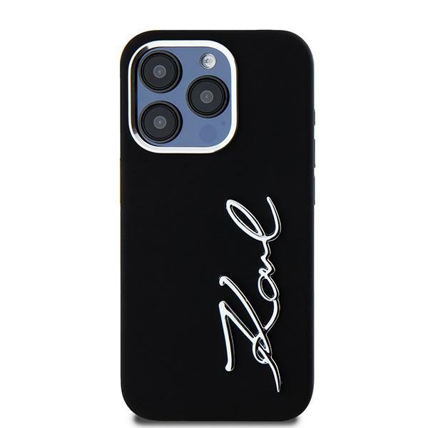 Etui Karl Lagerfeld Silicone Metal       Script Logo do iPhone 15 Pro Max czarny