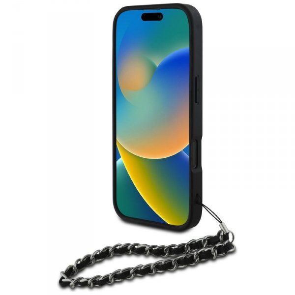 Etui Karl Lagerfeld Saffiano Crystals    w/Chain do iPhone 16 Pro Max czarny