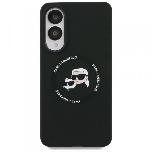 Etui Karl Lagerfeld Silicone Double      Heads And Circle MagSafe do Samsung Galaxy S25 Edge czarny