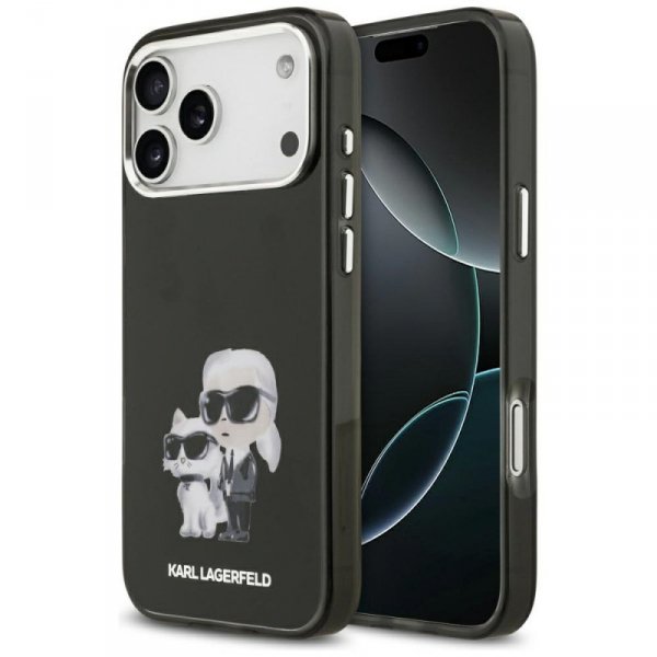 Etui Karl Lagerfeld IML Aquarelle Karl   & Choupette & Logo MagSafe do iPhone 17 Pro czarny