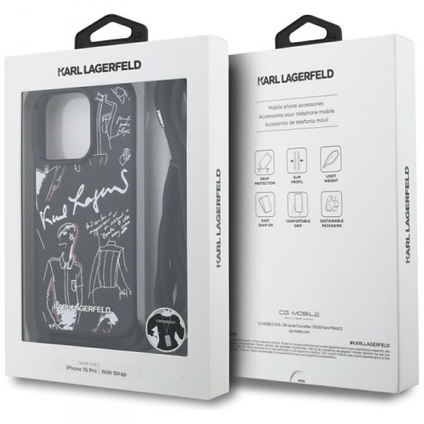 Etui Karl Lagerfeld Crossbody Grained    Pattern & Logo do iPhone 16 Pro czarny