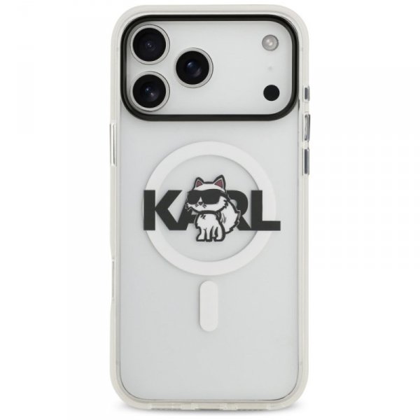 Etui Karl Lagerfeld IML Choupette Sketch Logo MagSafe do iPhone 17 Pro Max przezroczysty