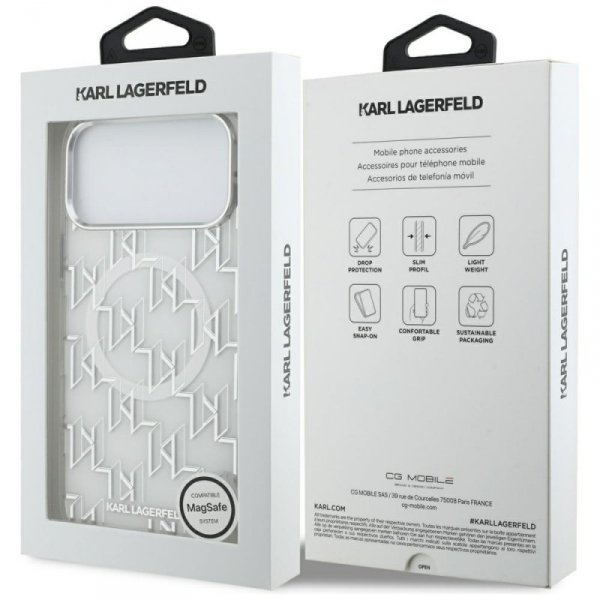 Etui Karl Lagerfeld IML KL Monogram      MagSafe do iPhone 17 Pro Max biały