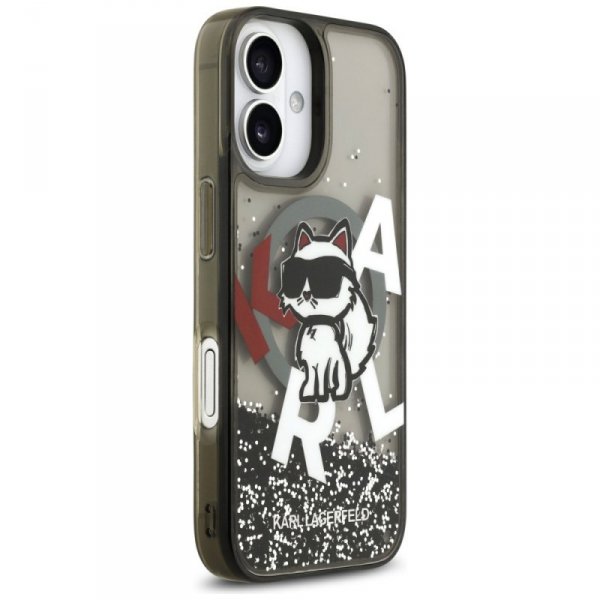 Etui Karl Lagerfeld Liquid Glitter       Choupette Logo MagSafe do iPhone 17 czarny