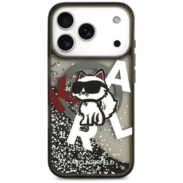 Etui Karl Lagerfeld Liquid Glitter       Choupette Logo MagSafe do iPhone 17 Pro czarny