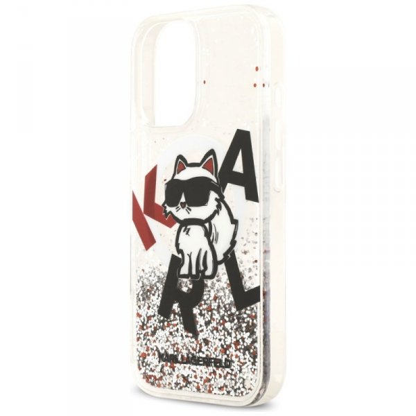 Etui Karl Lagerfeld Liquid Glitter       Choupette Logo MagSafe do iPhone 17 przezroczysty