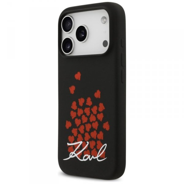 Etui Karl Lagerfeld Silicone Heart Sign  Logo MagSafe do iPhone 17 Pro czarny