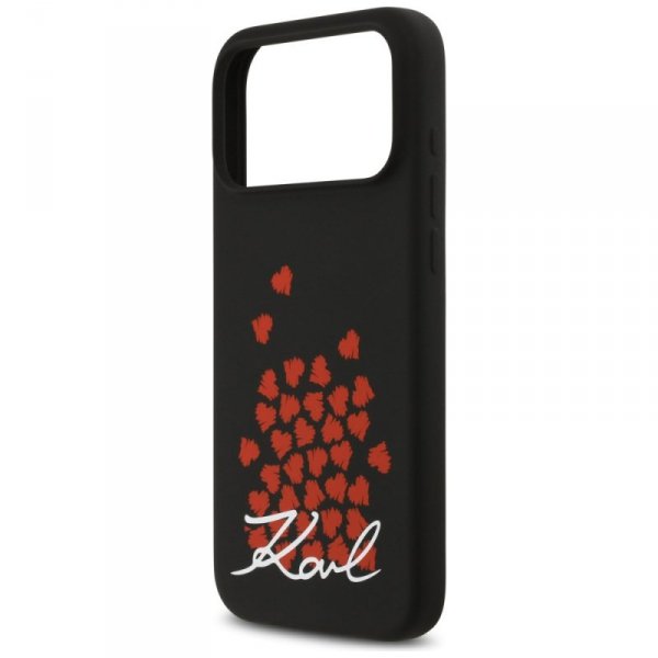 Etui Karl Lagerfeld Silicone Heart Sign  Logo MagSafe do iPhone 17 Pro Max czarny