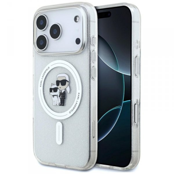 Etui Karl Lagerfeld IML Karl Choupette   Glitter MagSafe do iPhone 17 Pro przezroczysty