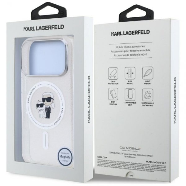 Etui Karl Lagerfeld IML Karl Choupette   Glitter MagSafe do iPhone 17 Pro przezroczysty