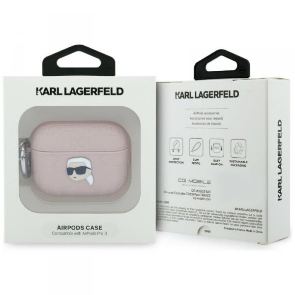 Karl Lagerfeld Monogram Karl Head – Ekskluzywne Etui do Apple AirPods Pro – Pink