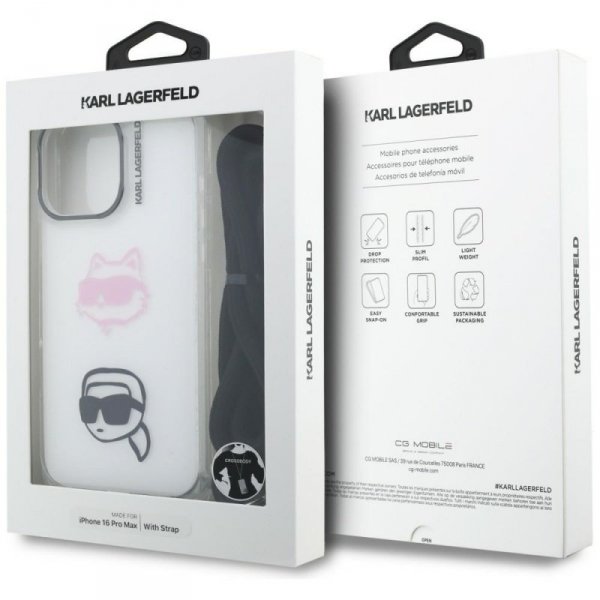 Etui Karl Lagerfeld IML Crossbody        Karl&Choupette Head do iPhone 16 Pro Max biały