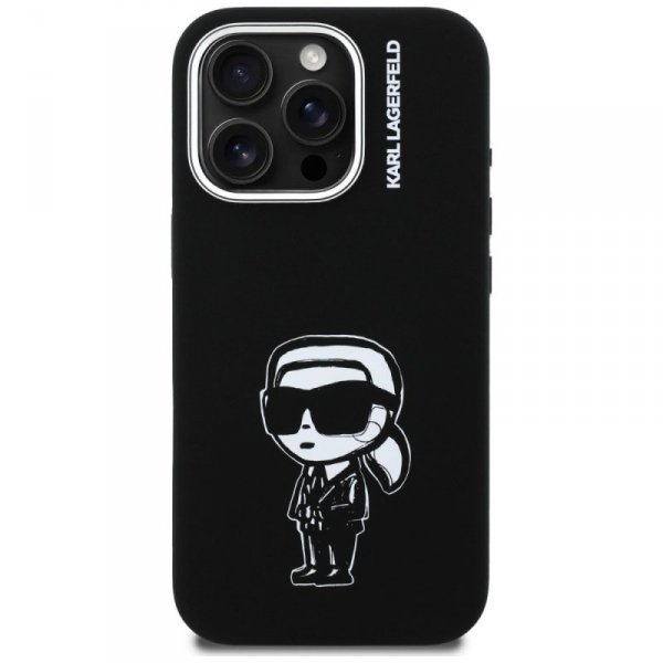 Etui Karl Lagerfeld Silicone Karl Sketch MagSafe do iPhone 16 Pro Max czarny