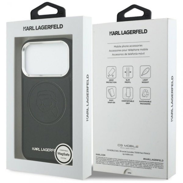 Etui Karl Lagerfeld K Head Point Logo    MagSafe do iPhone 17 Pro czarny