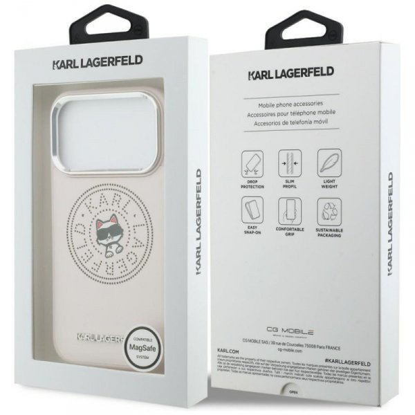 Etui Karl Lagerfeld Point & Choupette    Sketch MagSafe do iPhone 17 Pro Max różowy