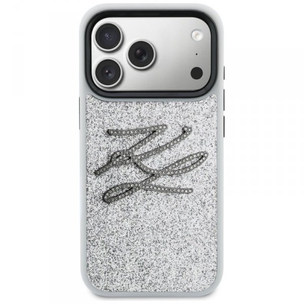 Etui Karl Lagerfeld IML Glitter KL       Diamond Logo do iPhone 17 Pro srebrny