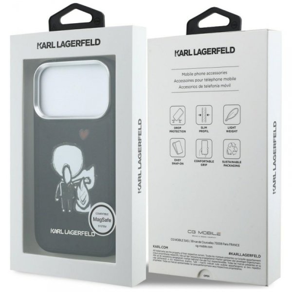 Etui Karl Lagerfeld Karl & Choupette     Back Logo MagSafe do iPhone 17 Pro Max czarny