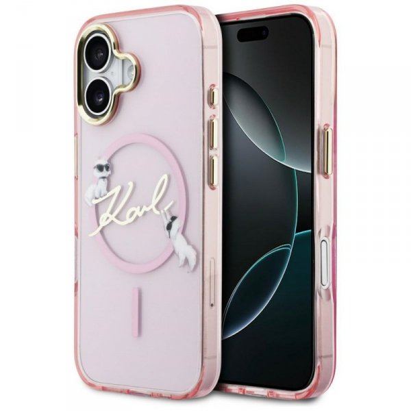 Etui Karl Lagerfeld IML Choupettes Karl  Script Logo MagSafe do iPhone 17 różowy