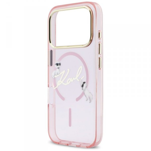 Etui Karl Lagerfeld IML Choupettes Karl  Script Logo MagSafe do iPhone 17 Pro różowy