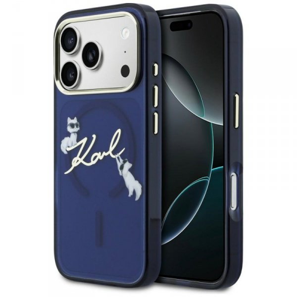 Etui Karl Lagerfeld IML Choupettes Karl  Script Logo MagSafe do iPhone 17 Pro niebieski