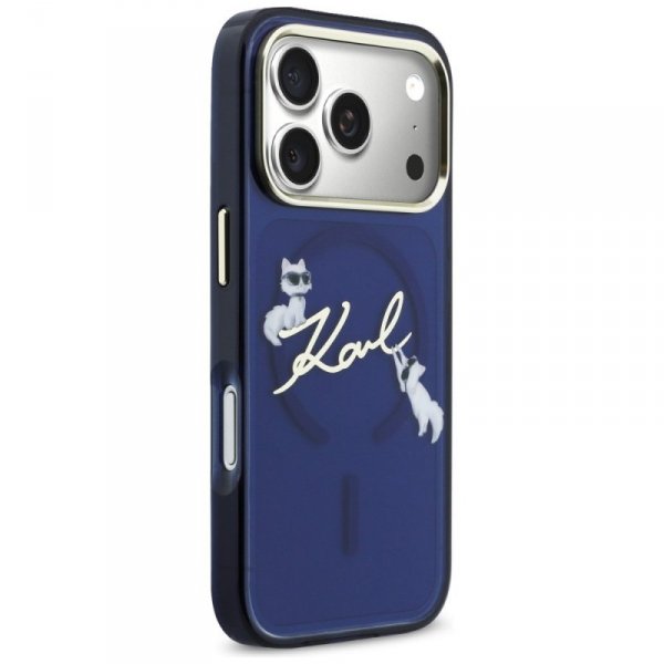 Etui Karl Lagerfeld IML Choupettes Karl  Script Logo MagSafe do iPhone 17 Pro Max niebieski