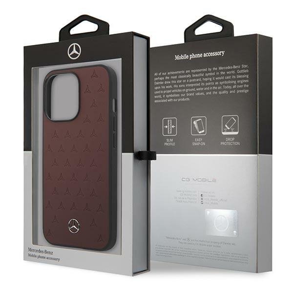 Mercedes MEHCP13LPSQRE iPhone 13 Pro / 13 6,1&quot; czerwony/red hardcase Leather Stars Pattern