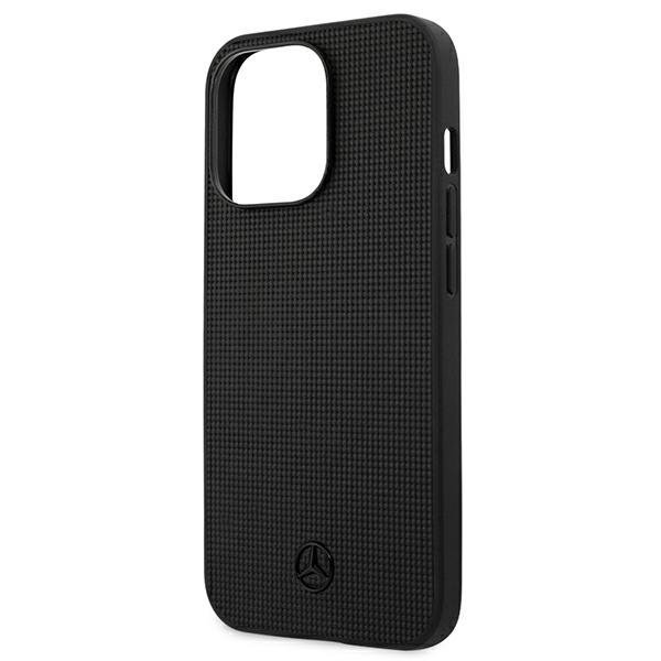 Mercedes MEHCP13LMBLBK iPhone 13 Pro / 13 6,1&quot; czarny/black hardcase Leather Meshed Metal Logo