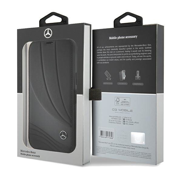Mercedes MEBKP15L8ROLK iPhone 15 Pro 6.1&quot; czarny/black bookcase Leather Wave Patern