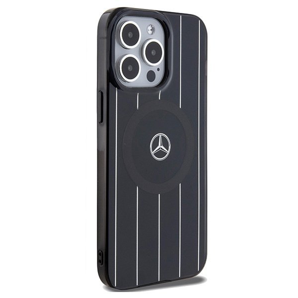 Mercedes MEHMP15X23HRSK iPhone 15 Pro Max 6.7&quot; czarny/black hardcase Double Layer Crossed Lines MagSafe