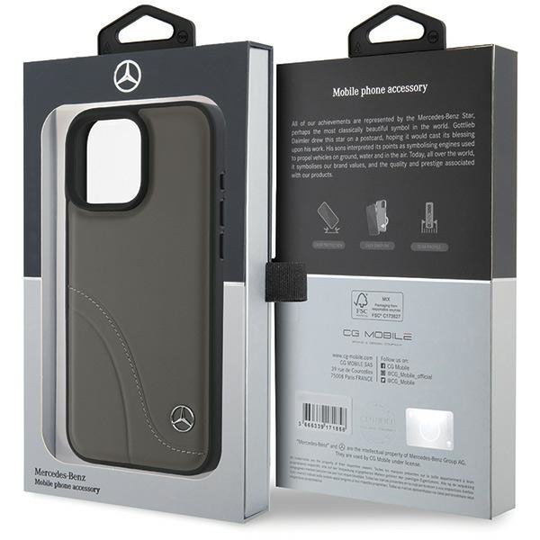 Mercedes MEHCP16X23RBCSB iPhone 16 ProMax 6.9&quot; brązowy/brown hardcase MB Curved Stitches Leather