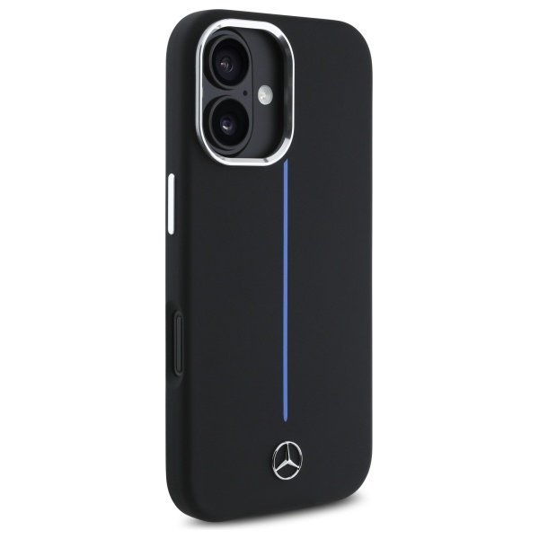 Mercedes MEHMP16S23SUMBK iPhone 16 6.1&quot;  czarny/black hardcase Silicone Blue Stripe MagSafe