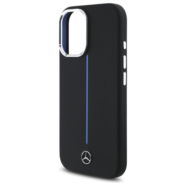 Mercedes MEHMP16S23SUMBK iPhone 16 6.1&quot;  czarny/black hardcase Silicone Blue Stripe MagSafe