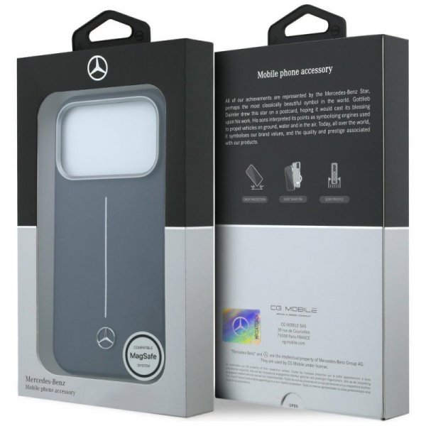 Etui Mercedes Leather Semi Wrap Iconic   Line MagSafe do iPhone 17 Pro Max granatowy