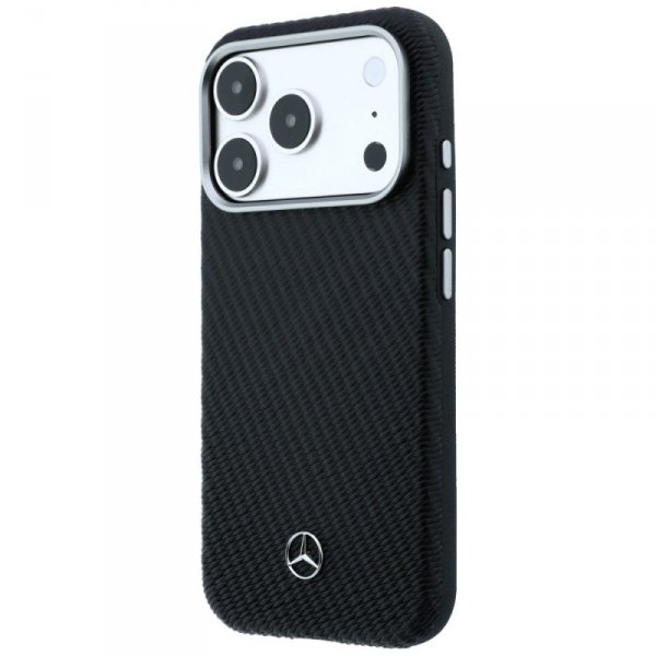 Etui Mercedes Leather Semi Wrap Wood     Effect MagSafe do iPhone 17 Pro Max czarny