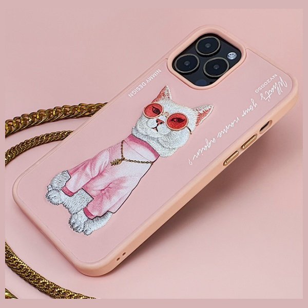 Nimmy etui iPhone 15 Pro 6.1&quot;            różowy/pink Glasses Cool Cat