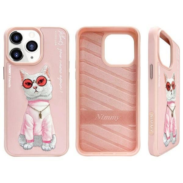 Nimmy etui iPhone 15 Pro Max 6.7&quot;        różowy/pink Glasses Cool Cat